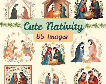 Nativity Clipart |85 PNG Digital Download |Christmas Clipart | Religious Art Supplies |Holiday Crafting |Christmas Crafts |High-Res 300 DPI