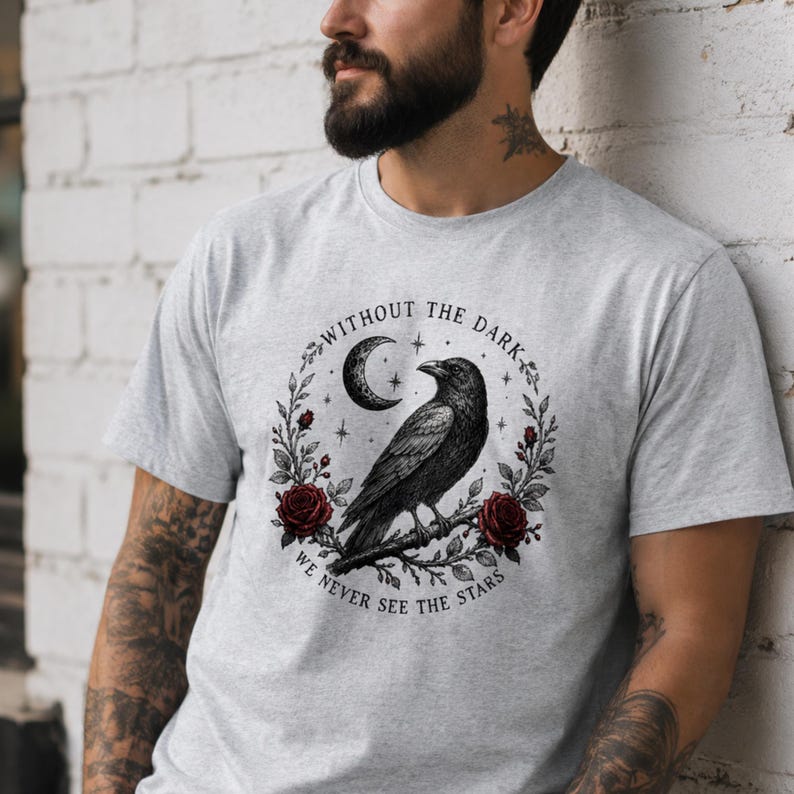 Gothic Raven PNG | Without the Dark We Never See the Stars |Dark Academia|Witchcore | Transparent PNG| Sublimation Design | Instant Download image 3