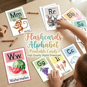 ABC Flashcards Printable, Alphabet Tracing Cards for Kids, Preschool Handwriting Practice,Baby Gift, Montessori Learning Kit, Homeschooling