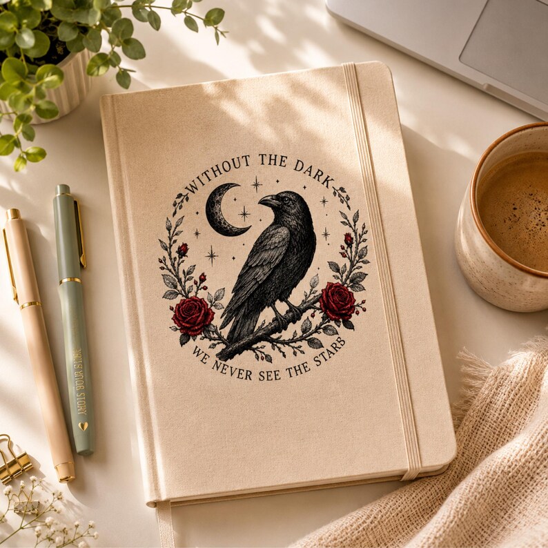 Gothic Raven PNG | Without the Dark We Never See the Stars |Dark Academia|Witchcore | Transparent PNG| Sublimation Design | Instant Download image 14