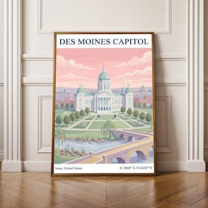 Des Moines Capitol Minimalist Poster - Iowa Print