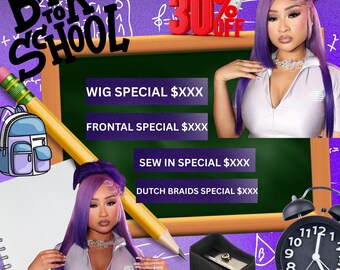 Dépliant sur la rentrée des classes, Dépliant sur les prix des tresses, Dépliant sur les tresses, Dépliant spécial sur les tresses, Cils pour ongles, Modifiable sur toile