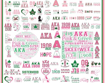 AKA 90 design SVG Bundle – Pink & Green | 1908 | Sisterhood | Cricut and Silhouette