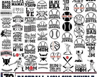 Baseball Mom SVG Bundle | Custom Baseball Team SVG | Split Monogram Baseball Svg | Baseball Font Svg | Cricut & Silhouette Cut Files