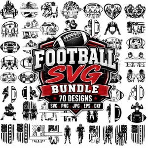 Football Player SVG Bundle: 70 Team Name Designs (Digital Download)