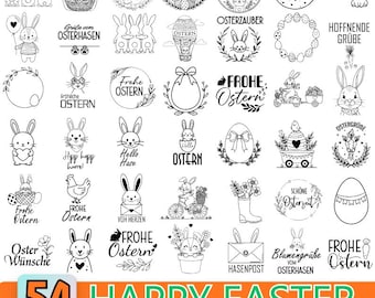 German Easter SVG Bundle – 54 Oster Designs, Bunnies, Eggs (Digital Download)