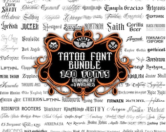 Tattoo Font Bundle | 140 Lettering Styles, Procreate & Cricut (TTF, OTF)
