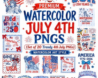 America 250th Anniversary PNG Bundle | 1776-2026 Patriotic Designs | 4th of July PNGs | America Birthday Clipart Bundle