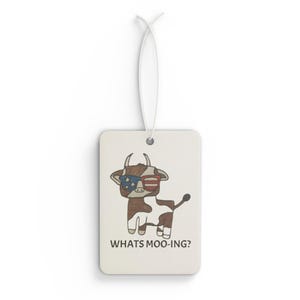 Fun Cow Car Air Freshener - Cute Cow Decor, Gift for Cow Lovers, Car Accessories, Funny Home Decor, USA Themed Air Freshener