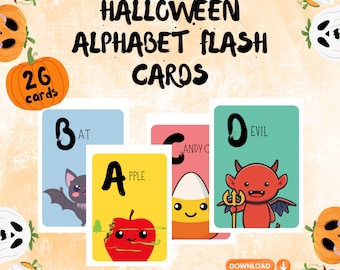 Halloween Alphabet Flash Cards: Spooky ABC Printable for Preschool Homeschool (PDF)