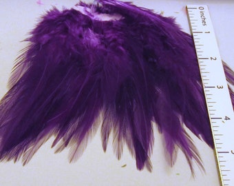 Purple Rooster Feathers - Craft Supply, Plum Color, Fly Tying, Millinery