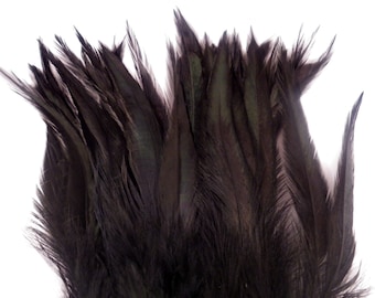 Raven Black Feathers Saddle 6 to 8 inches 40pcs Premium craft feathers dyed