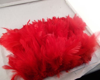 Red  feathers Strung Schlappen Dyed Red 5 to 6 inches  craft feathers dream catcher