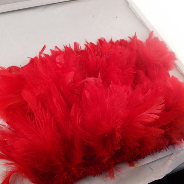 Red  feathers Strung Schlappen Dyed Red 5 to 6 inches  craft feathers dream catcher