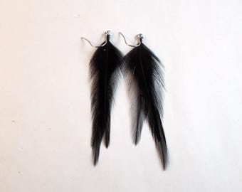 mini raven black natural feathers