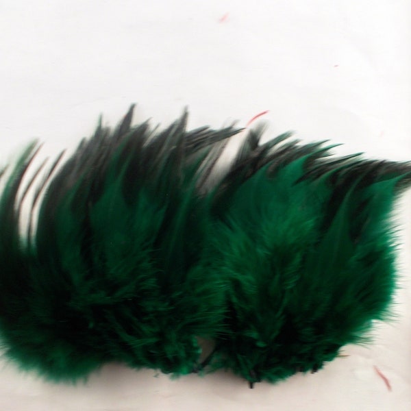 Forest Green  Feathers Premium Strung Saddle   3 to 4  inches plus craft feathers