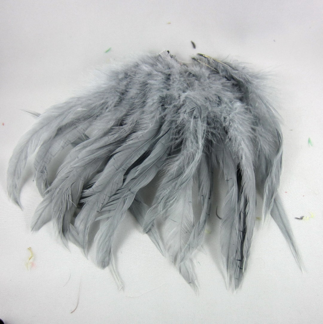 1 Yard - Natural Gray Chinchilla Strung Rooster Schlappen Wholesale  Feathers (Bulk)