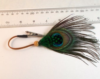 Peacock Feather  hair clip Feather Hair Extension