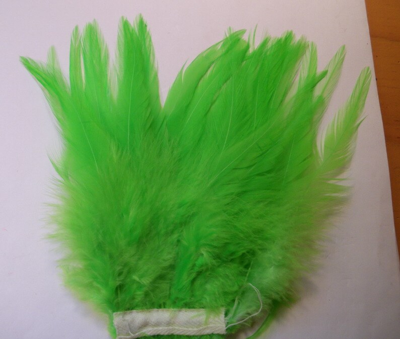 Lime green Feathers Strung Saddle feathers Etsy