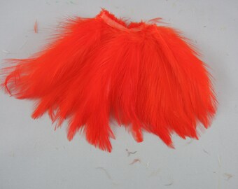 Orange Feathers Strung Saddle Premium 6 inches craft feathers fly tying