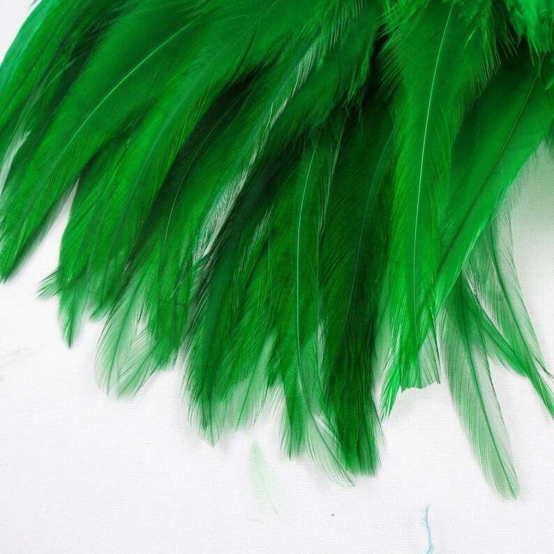 Lime green Feathers Strung Saddle feathers Etsy