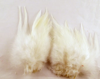 40 to 50 Bleached White Feathers Saddle Feathers wedding 3 to 5 inch