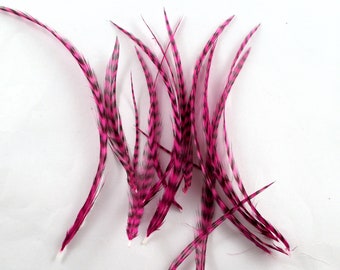 24 hot pink grizzly feathers thin saddle hackles 2 to 5 inches craft feathers