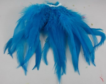 Teal Blue Saddle Feathers, Strung, 6-8 Inches