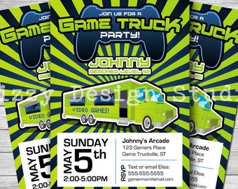 Video Game Truck Birthday Invitation - PRINTABLE DIY