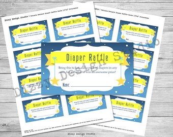 Twinkle Twinkle Little Star Baby Shower Diaper Raffle Cards - PRINTABLE DIY