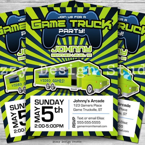 Video Game Truck Birthday Invitation PRINTABLE DIY - Etsy