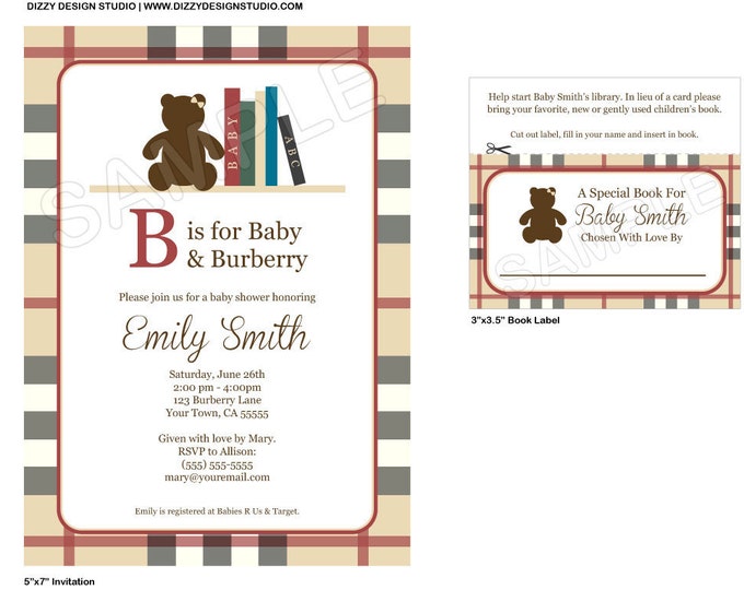 Burberry Inspired Baby Shower Invitation Set of 45 custom Etsy