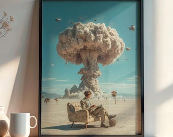 Surreal Retro Collage Art Print, Vintage Sci-Fi Mixed Media Poster, Dreamy Surreal Digital Download, Quirky Nostalgic Wall Art Decor