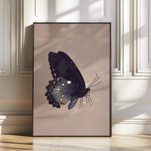 Vintage Botanical Butterfly Wall Art Print for Cottagecore Decor, Antique Moth Insect Artwork Poster, Natural History Gallery Wall Printable