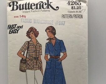 Vintage Butterick Sewing Pattern 4265 Top Pants Belt Dress Sz 14.5 Easy Cut