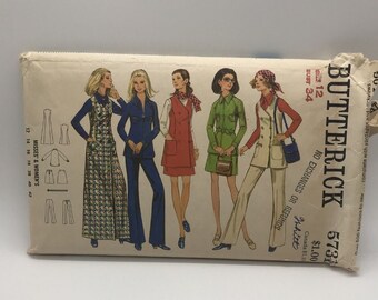 Vintage Butterick 5731 Misses Womens Dress Pants Top Size 12 Bust 34 1970's