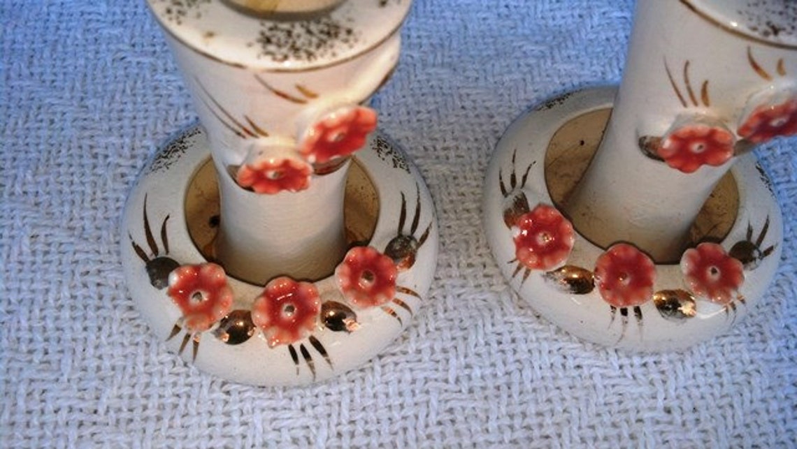 Vintage Tilso Candle Holders Made in Japan Porcelain Candle Etsy