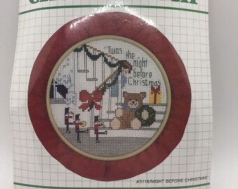 Vintage Cross Stitch Kit Twas The Night Before Christmas Designs For The Needle Bear Nutcracker