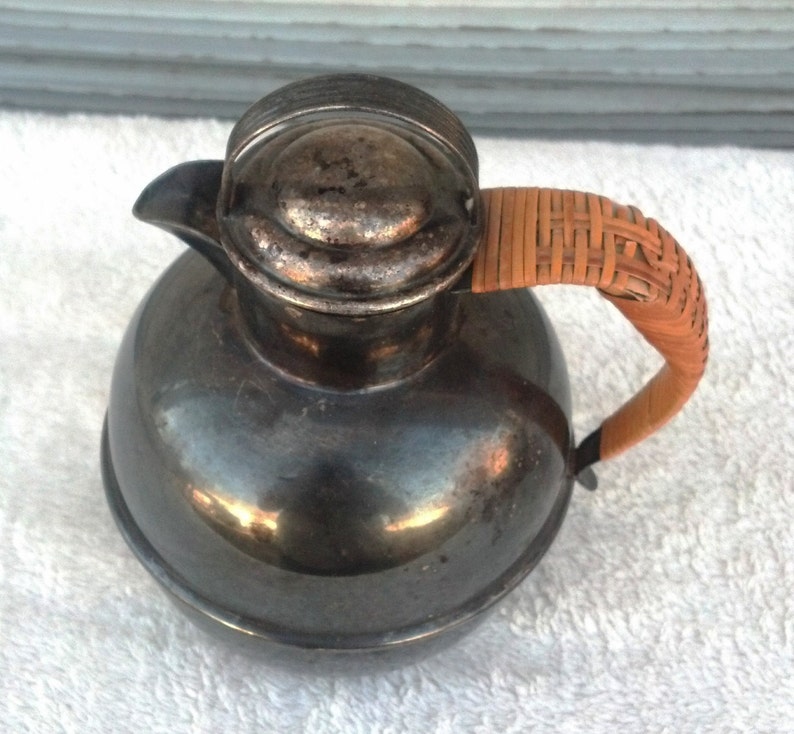 Vintage Sheffield Silver Co Teapot Electroplate Copper Wicker Etsy