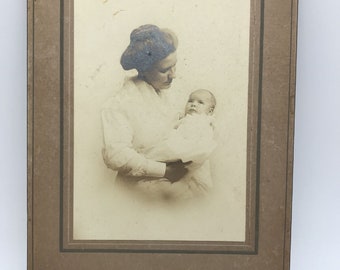 Vintage Mother & Child Picture Sepia-toned Photograph Woman Baby Scotts Kansas