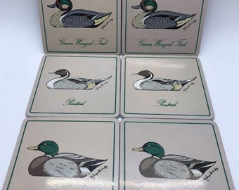 Georges Briard Mallard Duck Coasters Set Dinning Cabin Den Trivet Kitchen Japan
