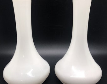 Vintage Milk Glass Vase Set of 2 Numbered 4061 3 & 5 Bud Vases Wedding Shower