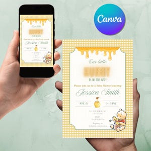 Winnie the Pooh Baby Shower Invitation, &quot;Our little Hunny is on the way&quot;