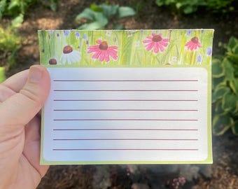 Magnetic Notepad- Lined Notepaper - Echinacea
