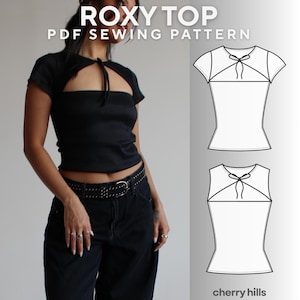 Roxy Top Sewing Pattern – Keyhole Tie Knit Shirt (PDF Pattern)