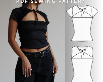 Roxy Top Sewing Pattern – Keyhole Tie Knit Shirt (PDF Pattern) - Etsy