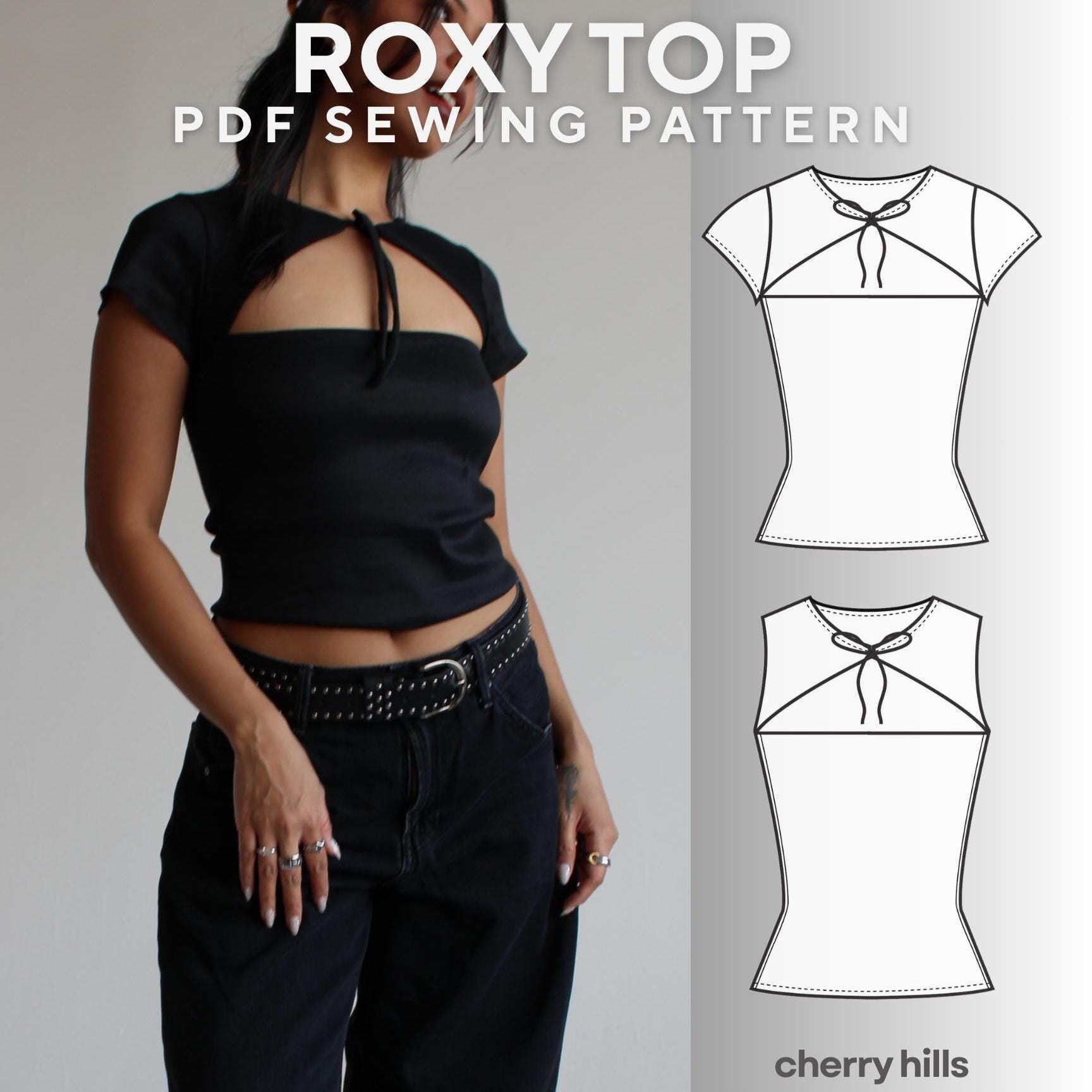 Roxy Top Sewing Pattern – Keyhole Tie Knit Shirt (PDF Pattern) - Etsy