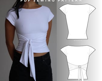 Patrón de costura en PDF para blusa Blair / Blusa con cuello barco / Apto para principiantes