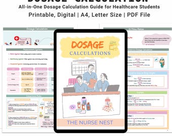 Schede riassuntive per il calcolo del dosaggio: guida allo studio della farmacologia infermieristica (pacchetto PDF formato lettera USA + formato A4 stampabile)
