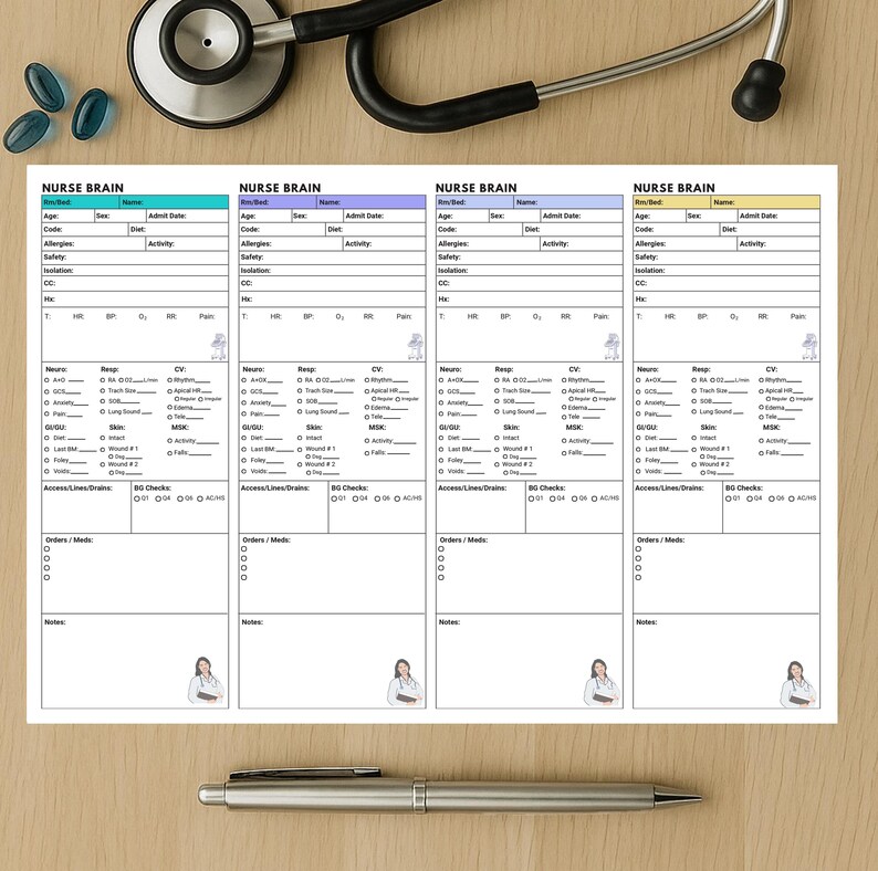 Hospice Nurse Report Sheet: 8,4 Patient,vital Sign Editable Template ...